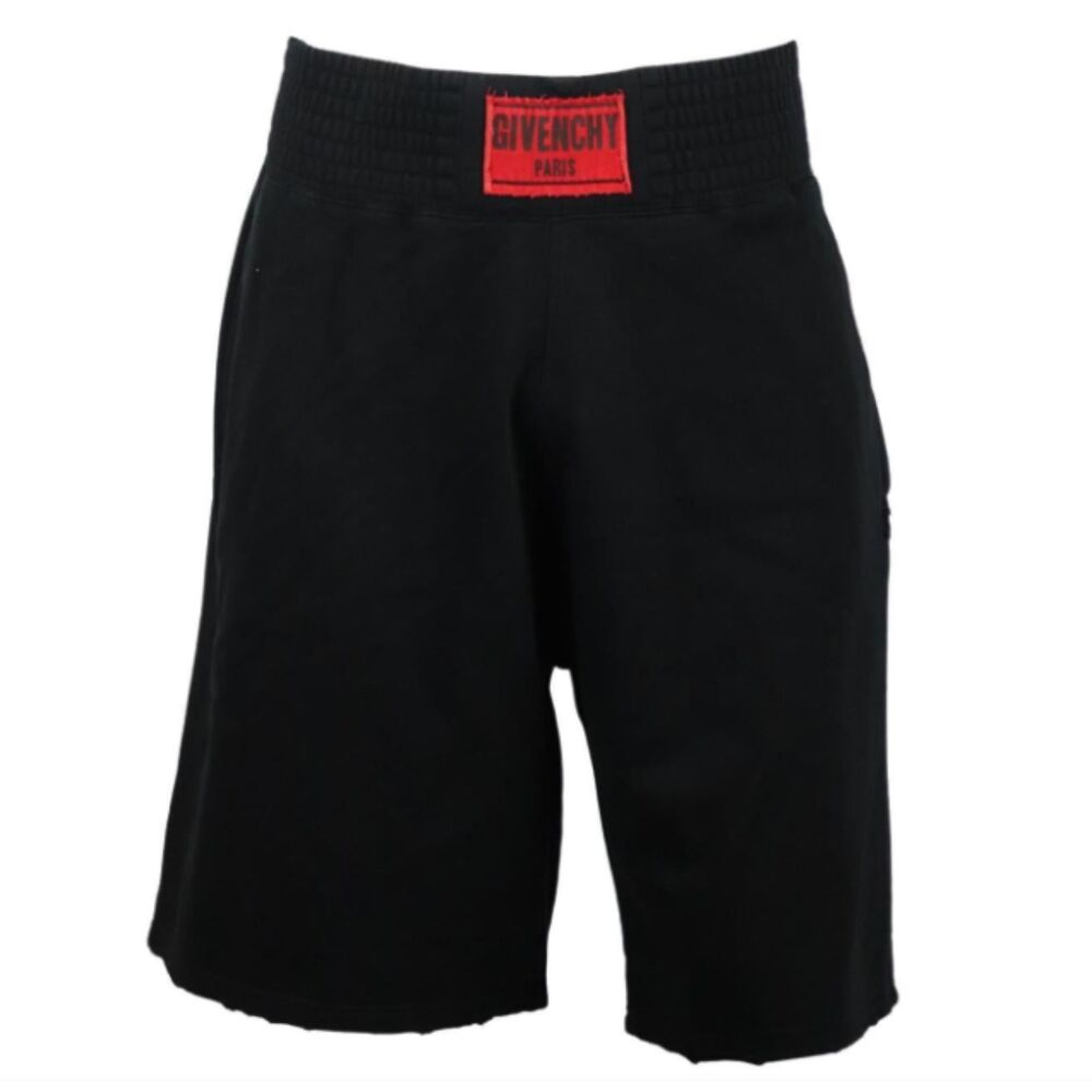GIVENCHY Original Paris Men's Distressed Black Cotton Sweat Shorts - Size Large